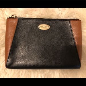 Coach brown/black leather wristlet